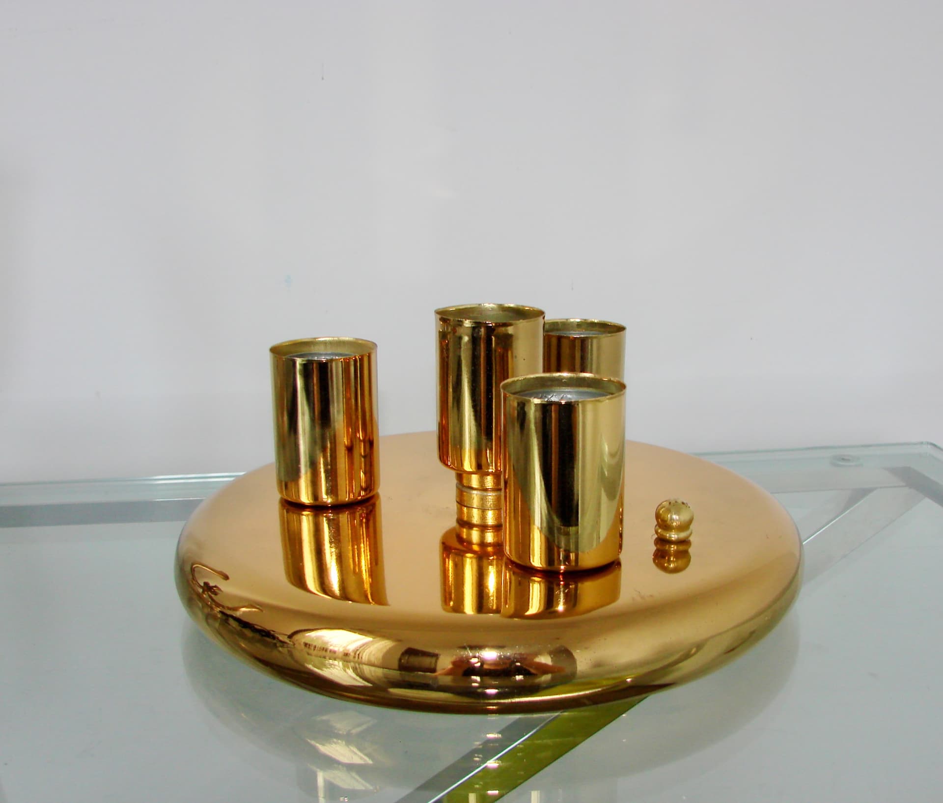 Plafon sufitowy, złoty, metal, lata 80. - 288056