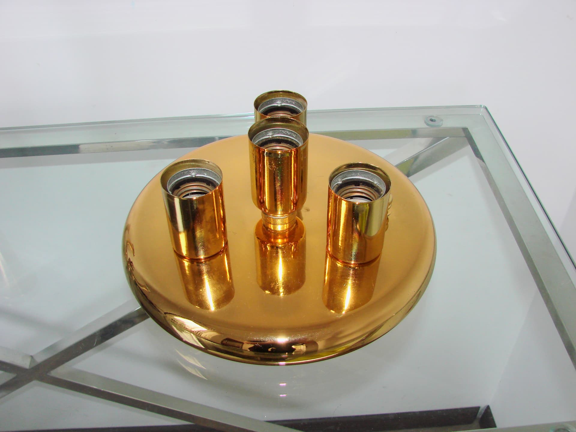 Plafon sufitowy, złoty, metal, lata 80. - 288055