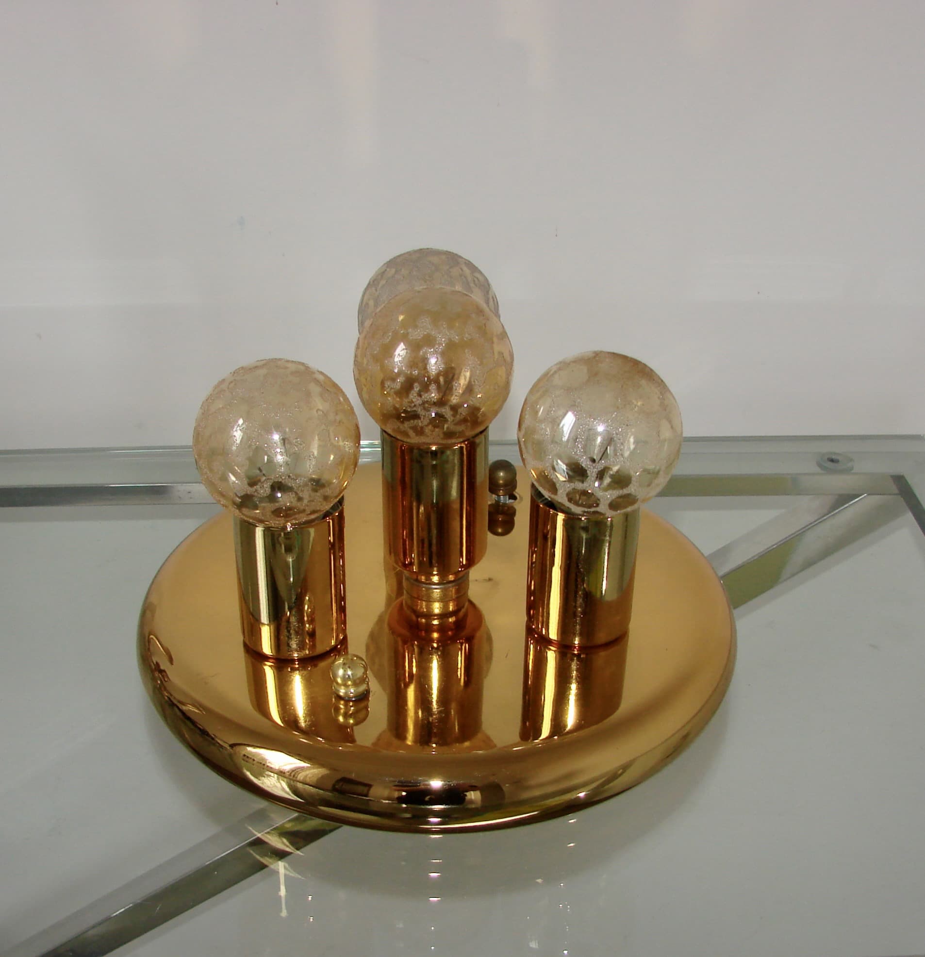 Plafon sufitowy, złoty, metal, lata 80. - 288062