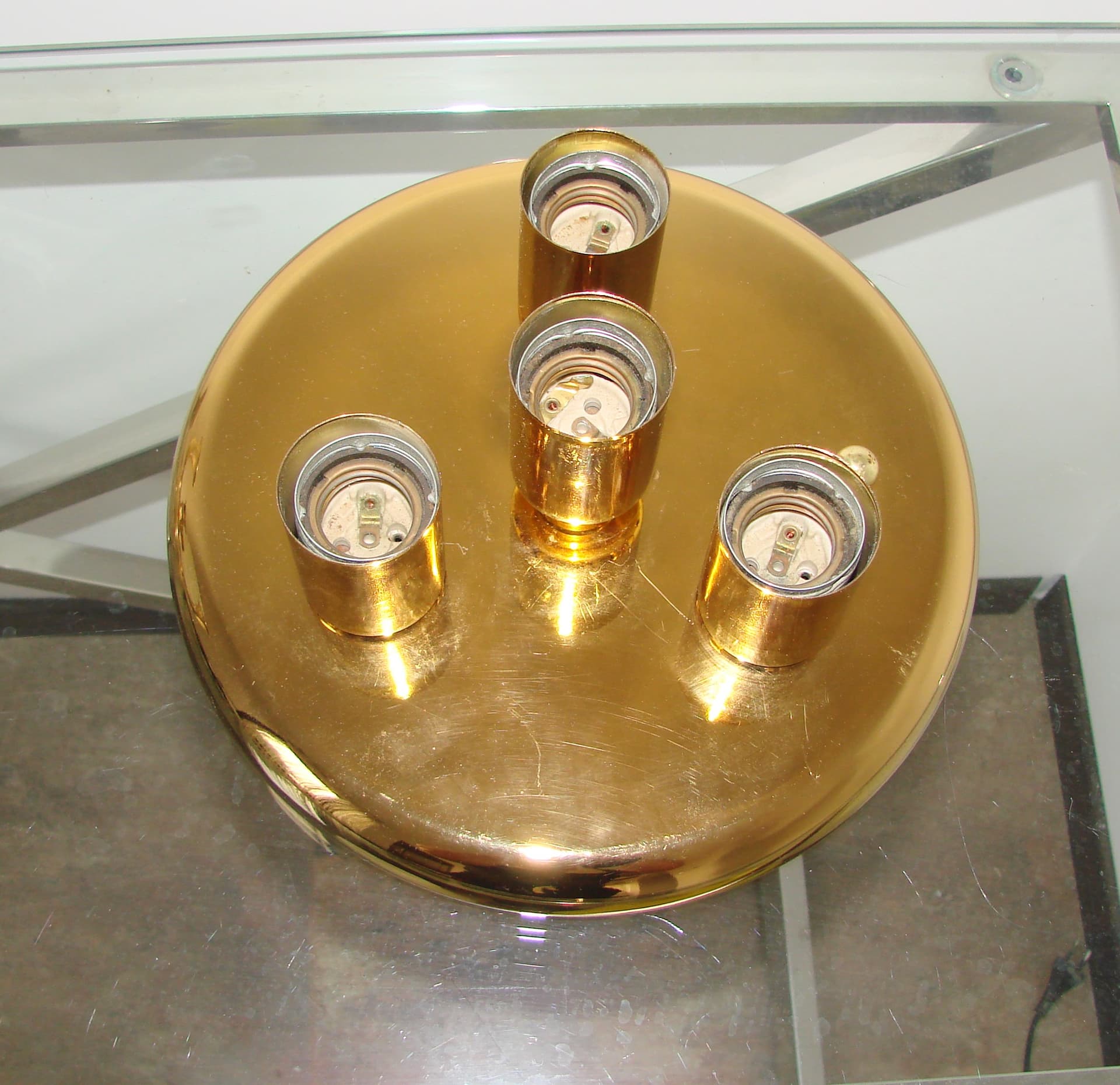 Plafon sufitowy, złoty, metal, lata 80. - 288053