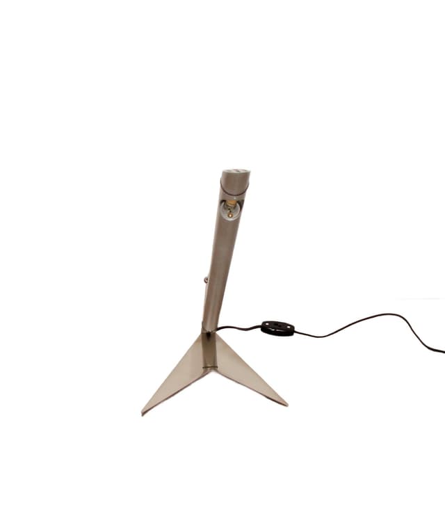 Lampa stołowa Space Age 40 cm, mosiądz niklowany srebrny, aluminium, lata 90. - WYMIARY