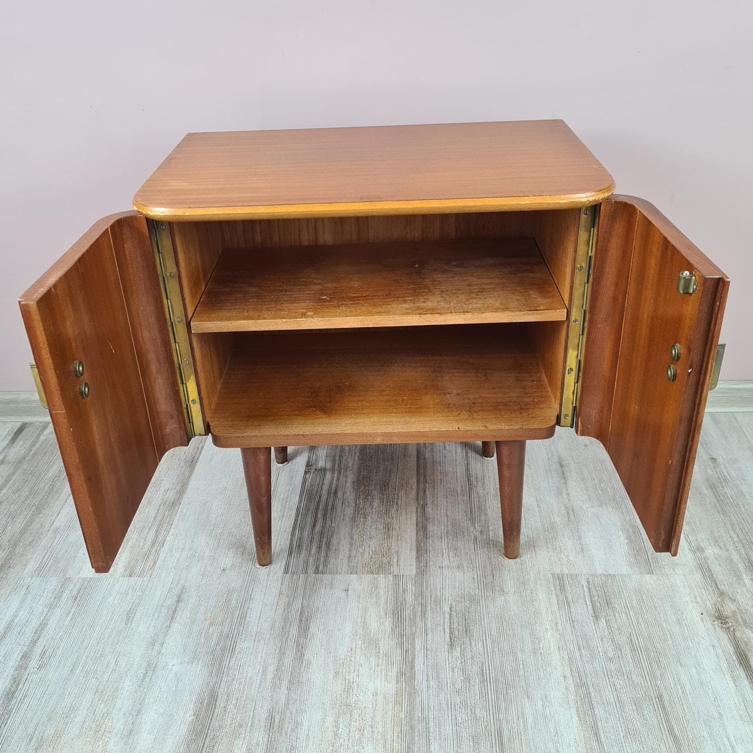 Szafka, brązowy, drewno fornirowane, metal, lata 60. - 288120