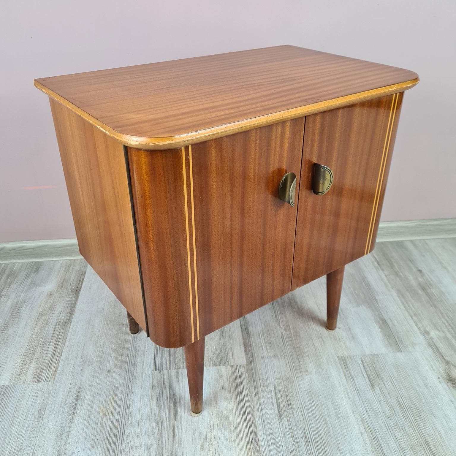 Szafka, brązowy, drewno fornirowane, metal, lata 60. - 288119