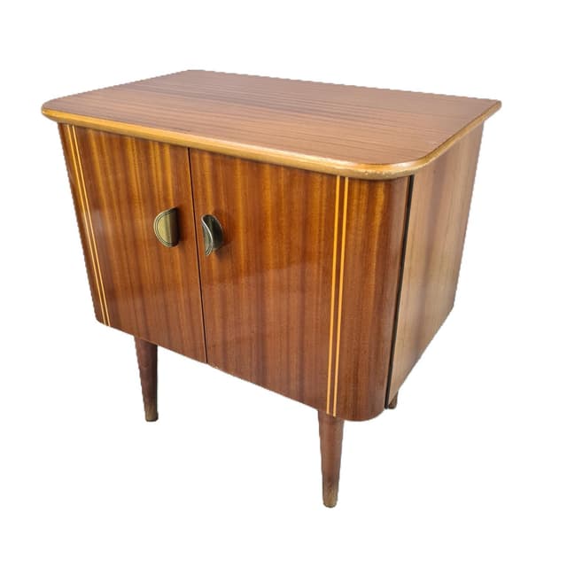 Szafka, brązowy, drewno fornirowane, metal, lata 60. - WYMIARY