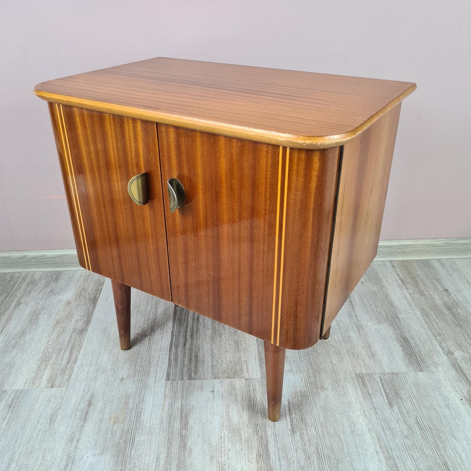 Szafka, brązowy, drewno fornirowane, metal, lata 60. - 288122