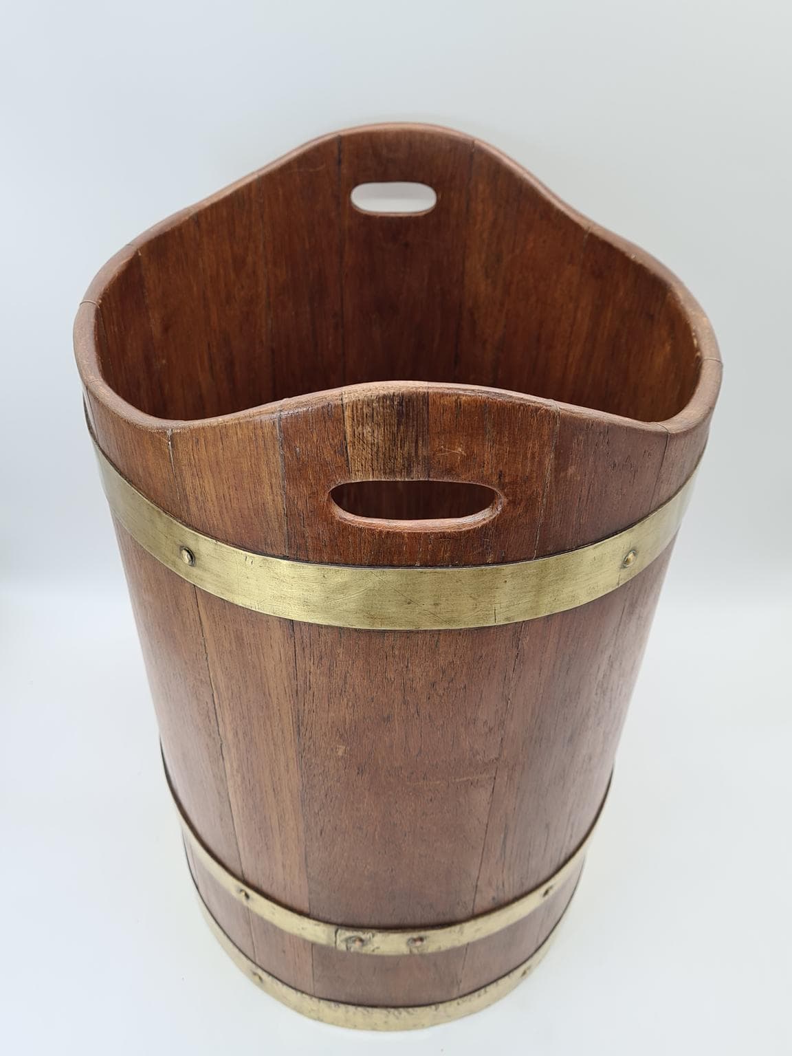 Nautical Bucket, brown, wood brass, 1970s - 288127