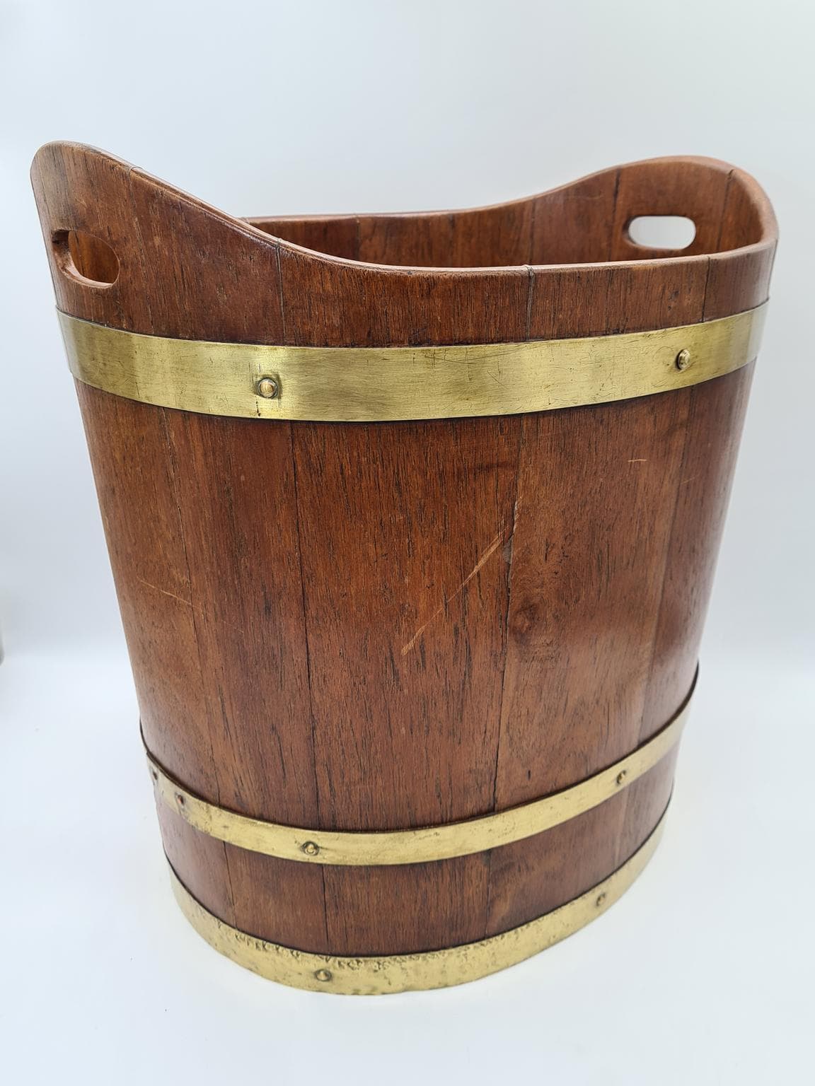 Nautical Bucket, brown, wood brass, 1970s - 288131