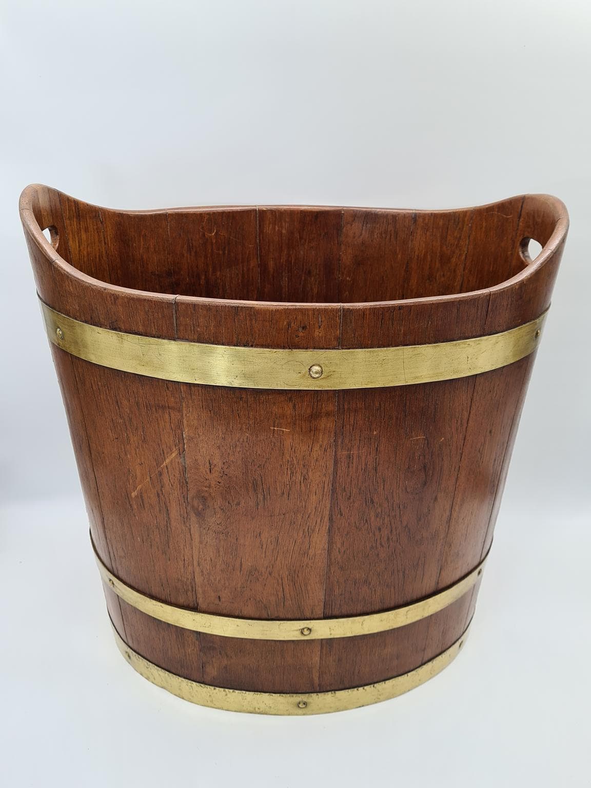 Nautical Bucket, brown, wood brass, 1970s - 288132