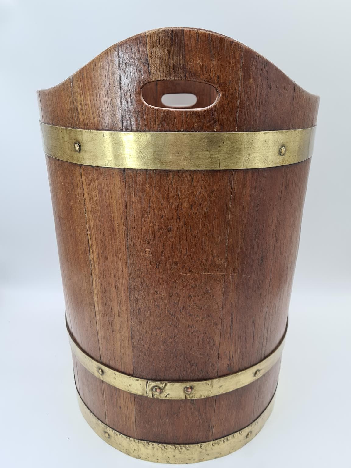 Nautical Bucket, brown, wood brass, 1970s - 288129