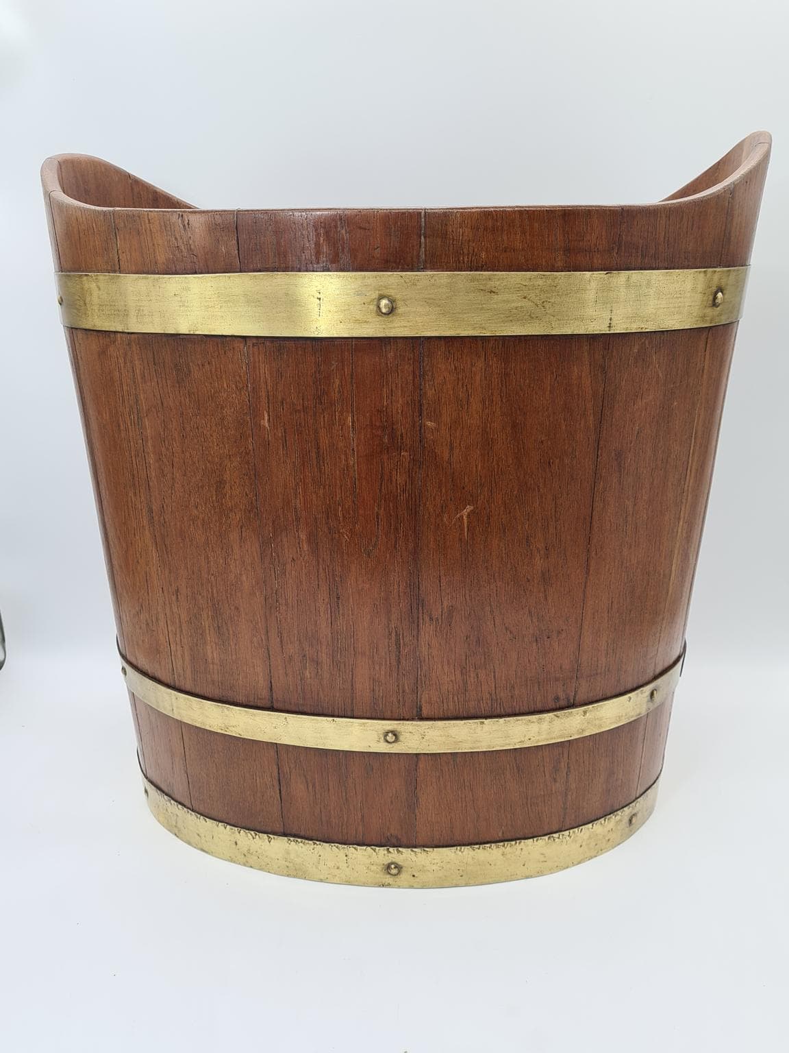Nautical Bucket, brown, wood brass, 1970s - 288125