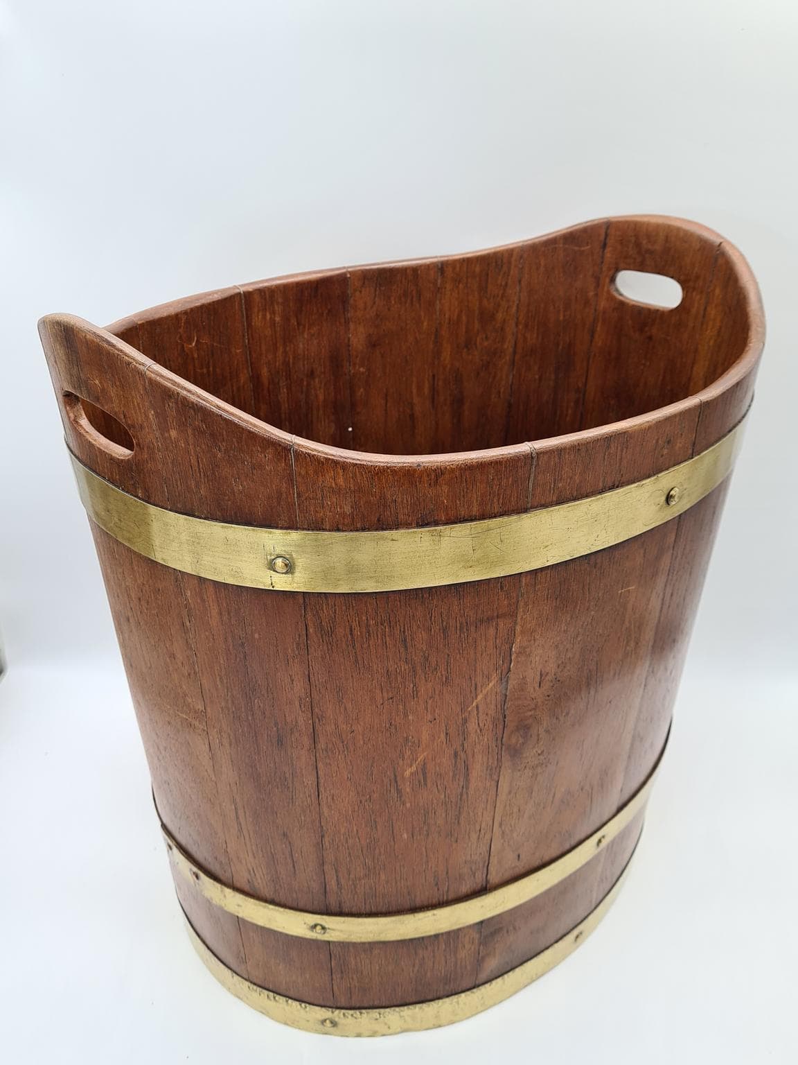Nautical Bucket, brown, wood brass, 1970s - 288130