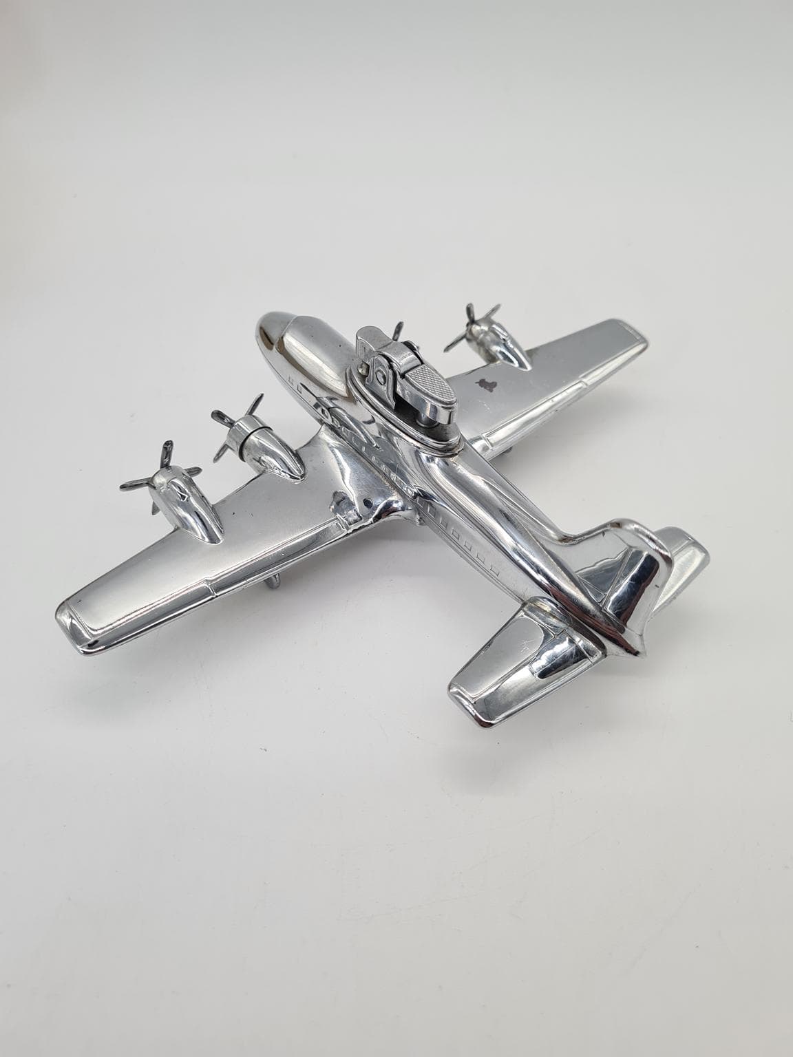 Zapalniczka stołowa samolotowa, srebrny, chrom, Japonia, lata 60. - 288194