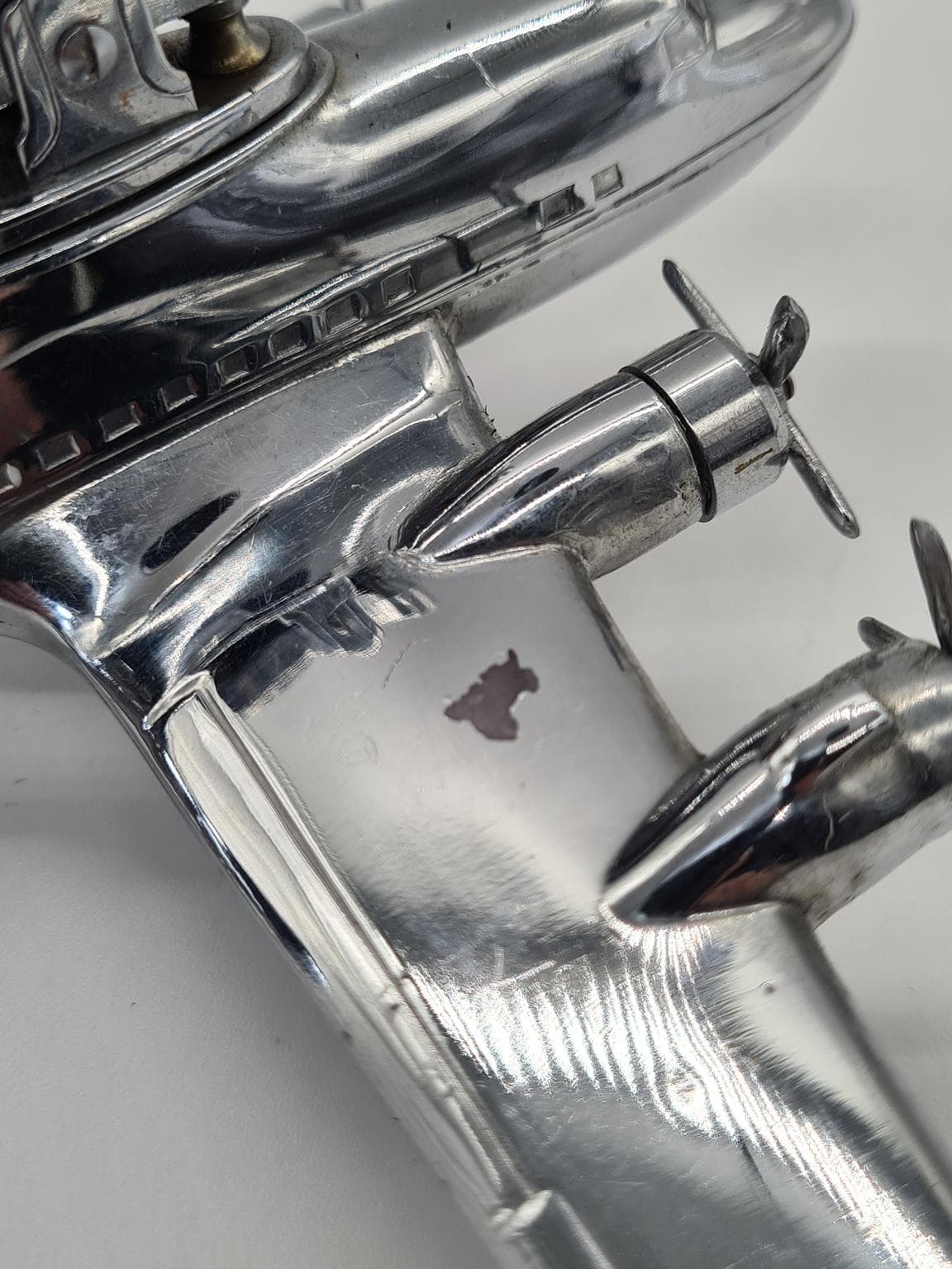 Zapalniczka stołowa samolotowa, srebrny, chrom, Japonia, lata 60. - 288198