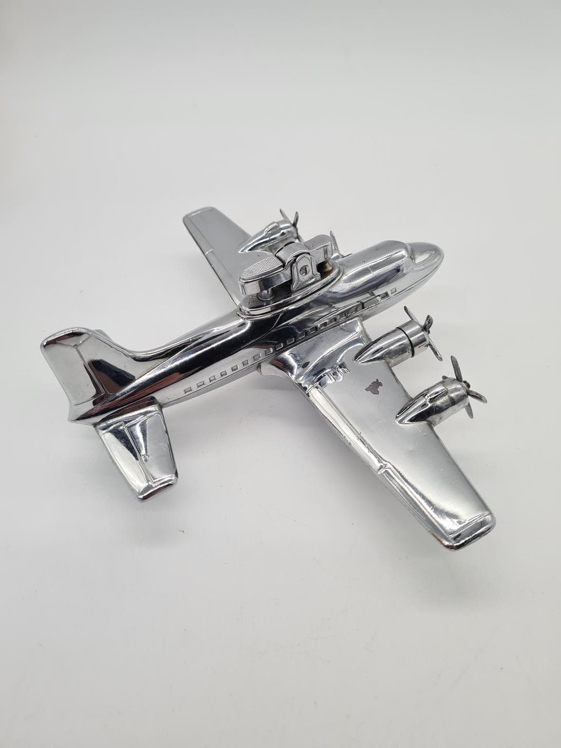 Zapalniczka stołowa samolotowa, srebrny, chrom, Japonia, lata 60. - 288188