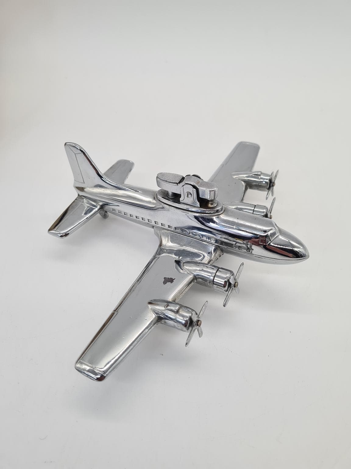 Zapalniczka stołowa samolotowa, srebrny, chrom, Japonia, lata 60. - 288191
