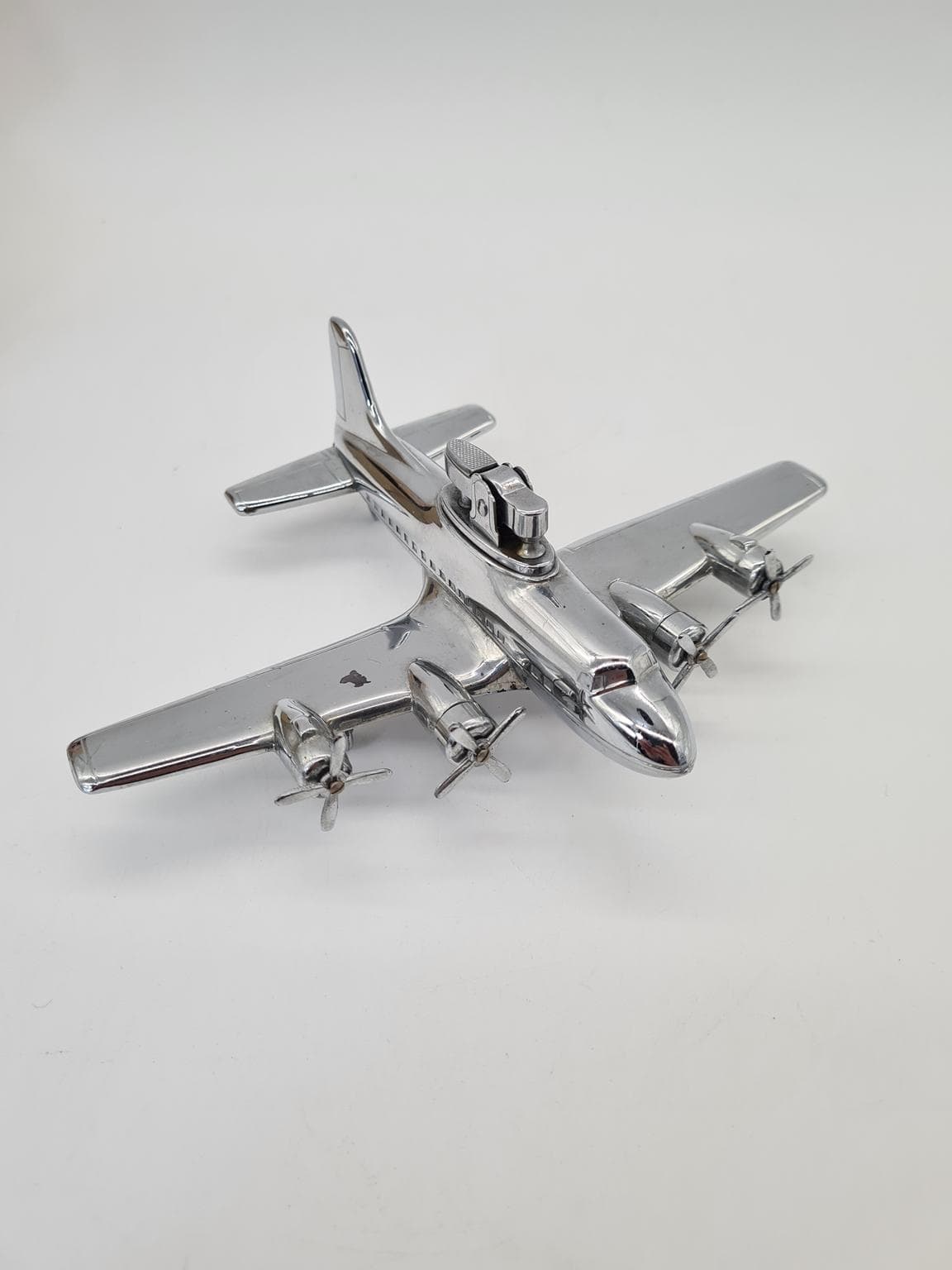 Zapalniczka stołowa samolotowa, srebrny, chrom, Japonia, lata 60. - 288192