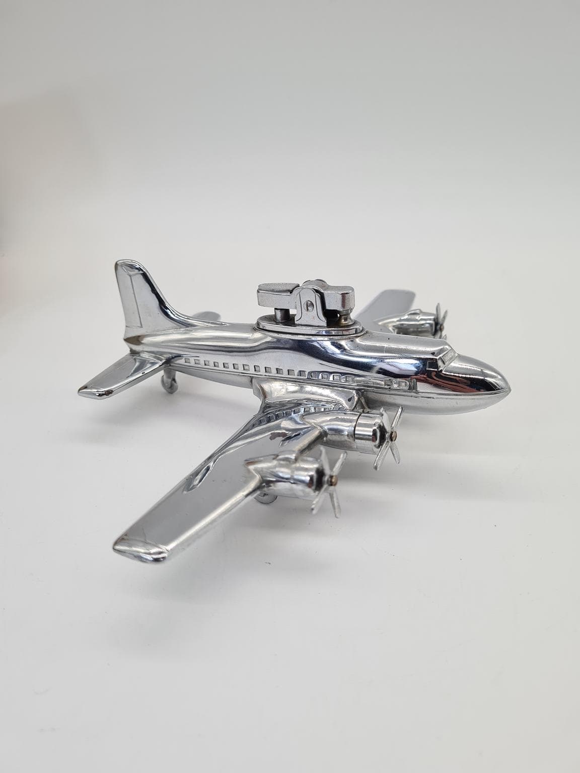 Zapalniczka stołowa samolotowa, srebrny, chrom, Japonia, lata 60. - 288190