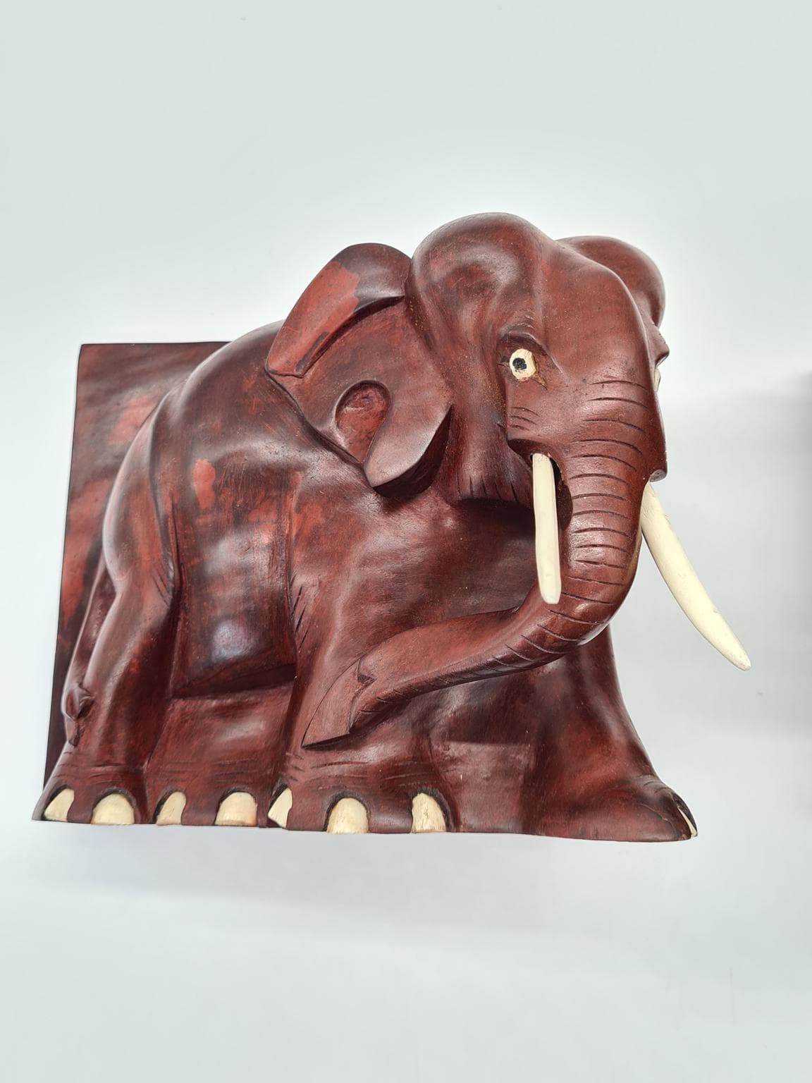 Para podpórek do książek, słonie, drewno brązowe, lata 70. - 288204