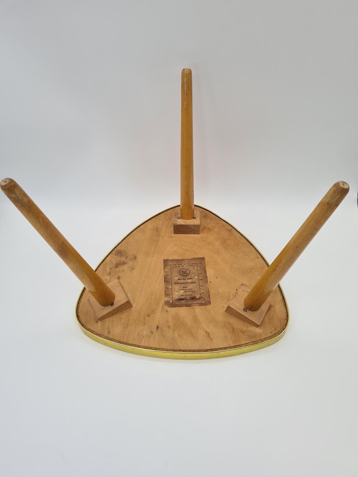 Stolik pomocniczy, szary buk, laminat, mosiądz, Hal Lei, Niemcy, lata 60. - 288223