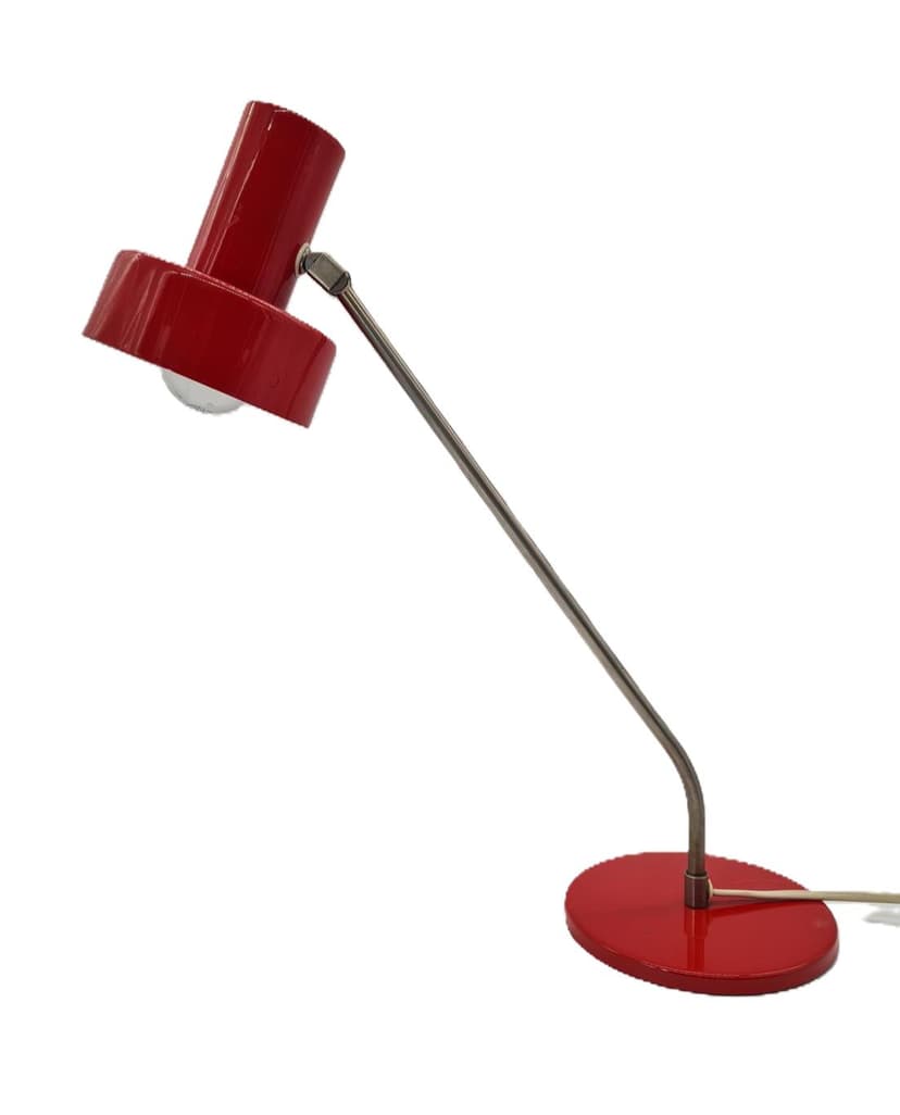 Lampa biurkowa, czerwony, metal, Elma, lata 70.