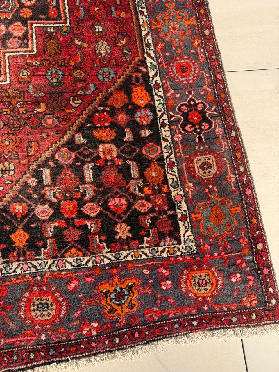 Dywan Hamadan 220x130 cm, czerwony, wełna, Iran - 288262