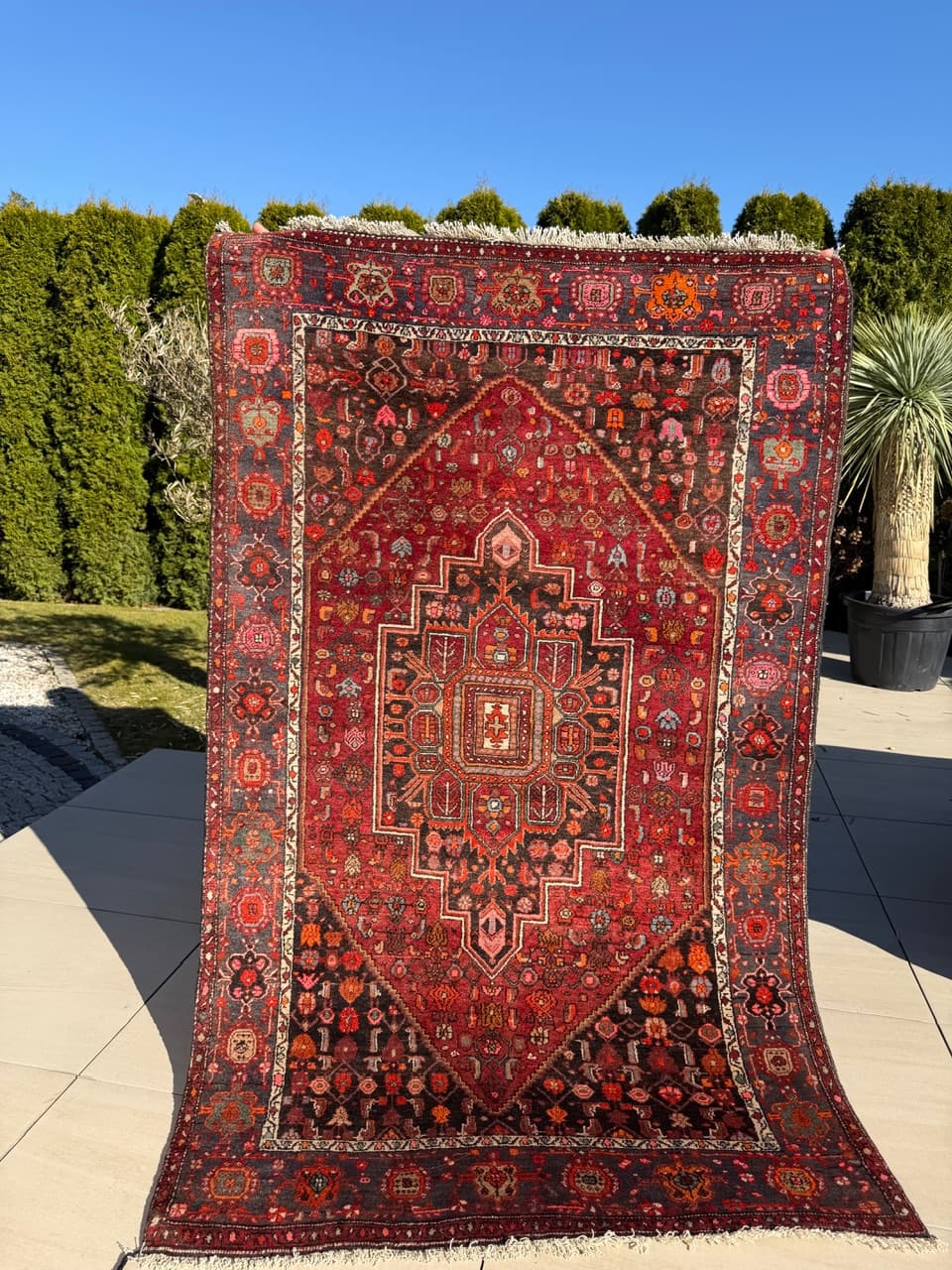 Dywan Hamadan 220x130 cm, czerwony, wełna, Iran - 288256