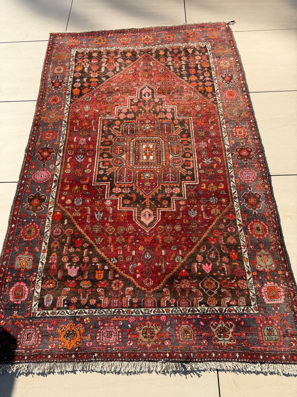 Dywan Hamadan 220x130 cm, czerwony, wełna, Iran - 288269