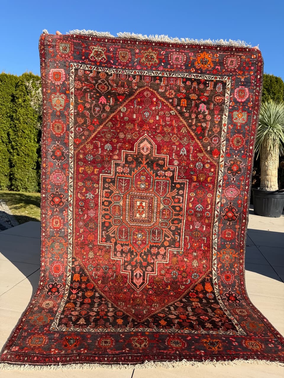 Dywan Hamadan 220x130 cm, czerwony, wełna, Iran - 288260