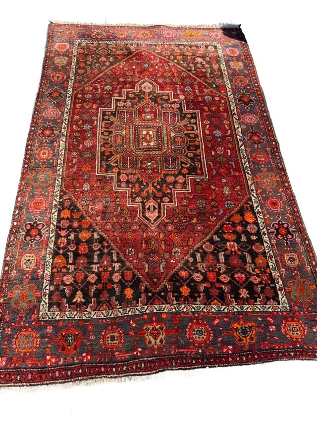 Dywan Hamadan 220x130 cm, czerwony, wełna, Iran - WYMIARY