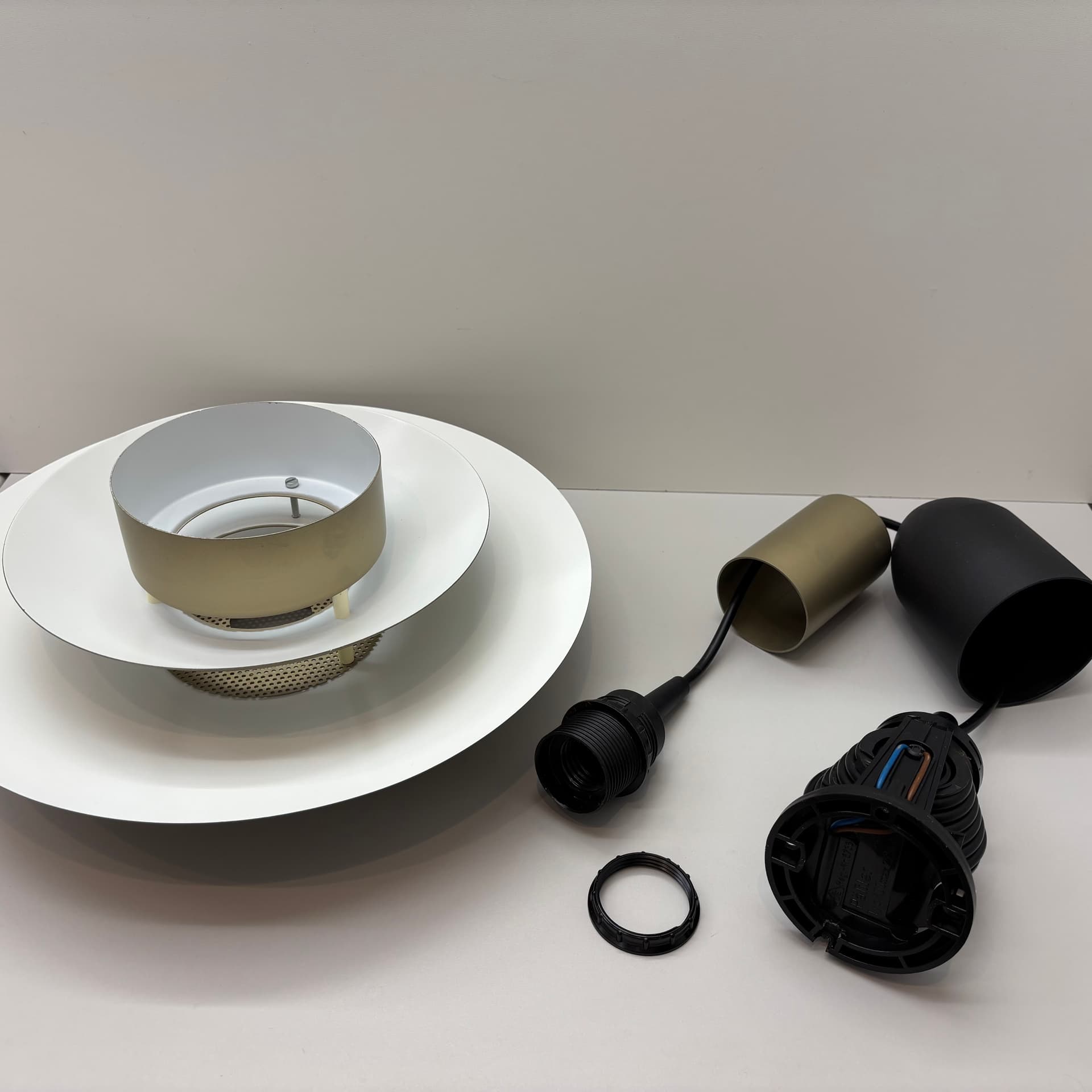 Pendant lamp Leto Pendel, gold steel, Denmark, 1980s. - 288280