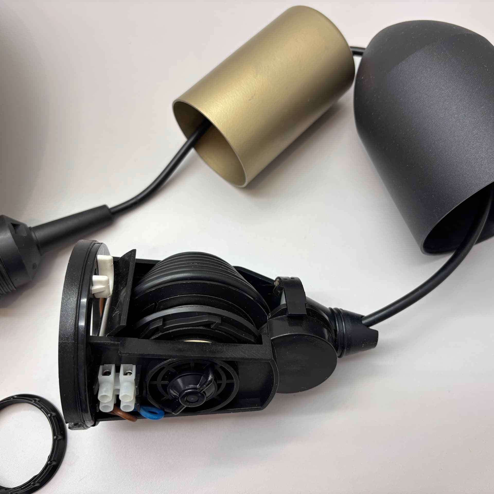 Pendant lamp Leto Pendel, gold steel, Denmark, 1980s. - 288279