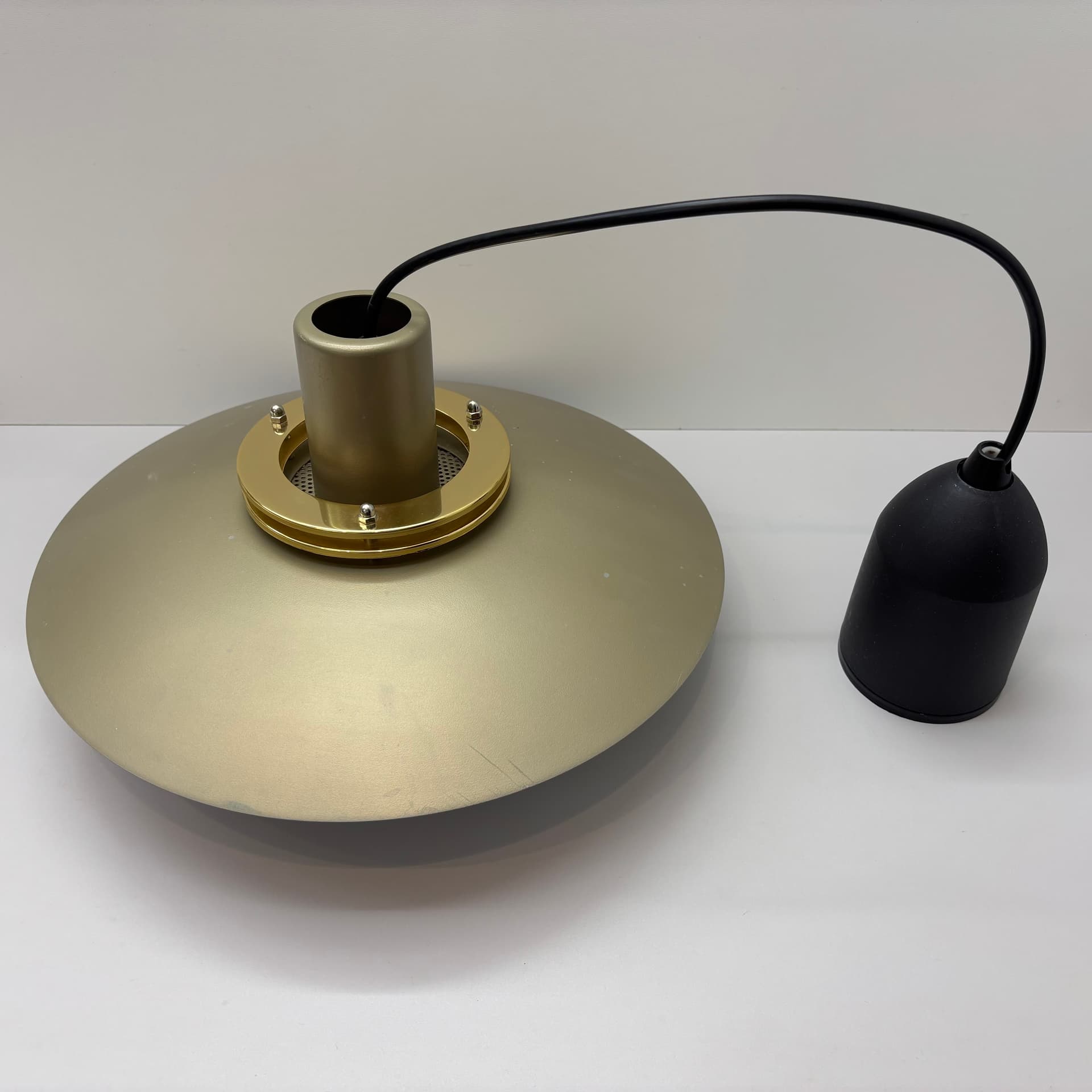 Pendant lamp Leto Pendel, gold steel, Denmark, 1980s. - 288275