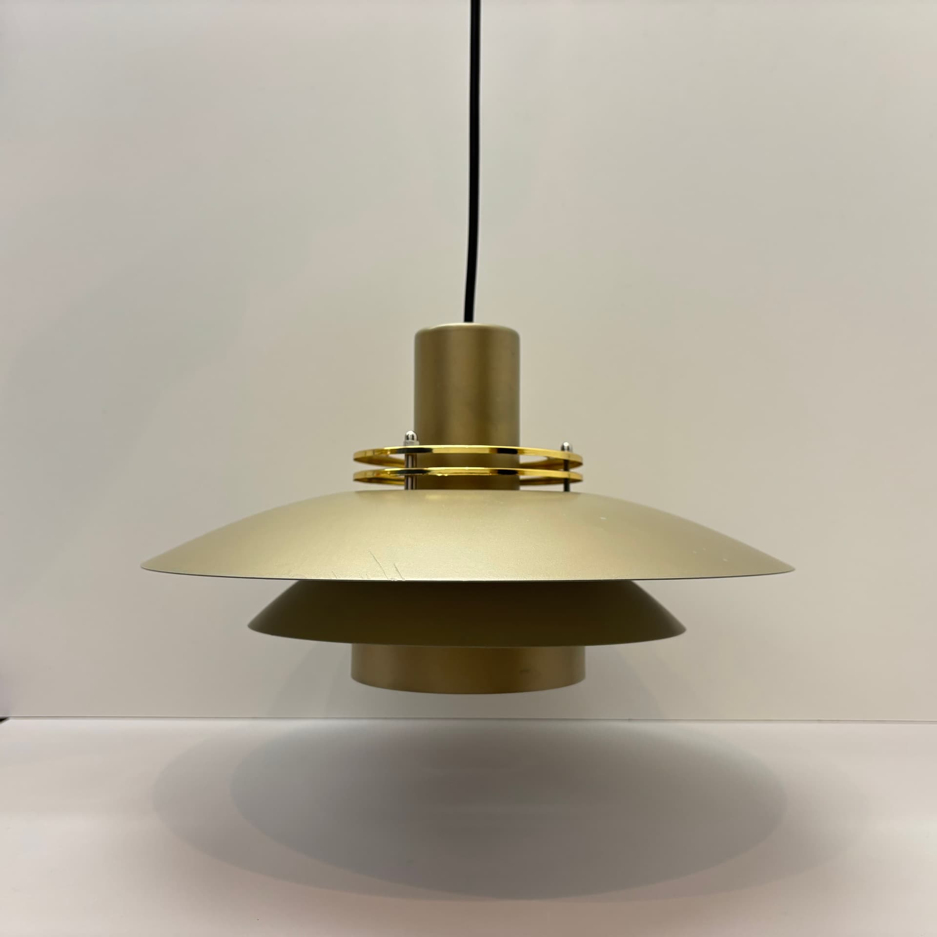 Pendant lamp Leto Pendel, gold steel, Denmark, 1980s. - 288272