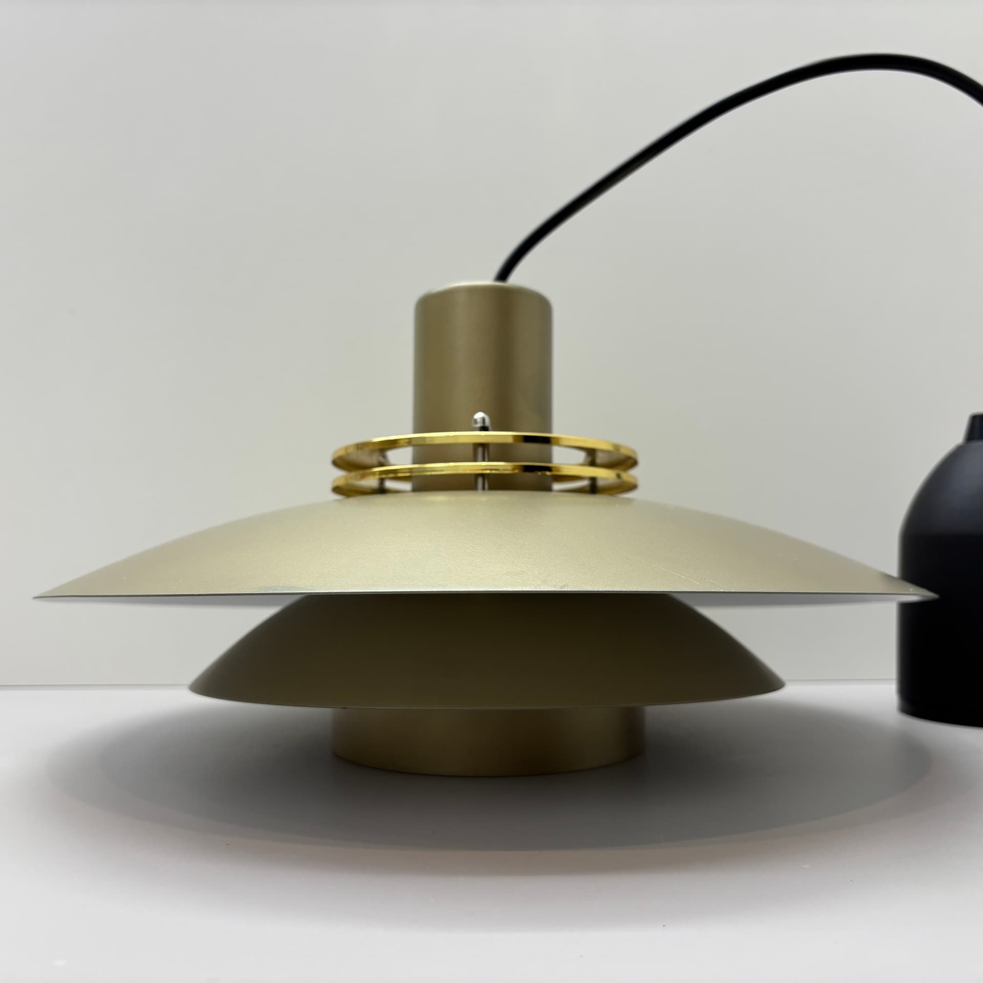 Pendant lamp Leto Pendel, gold steel, Denmark, 1980s. - 288273