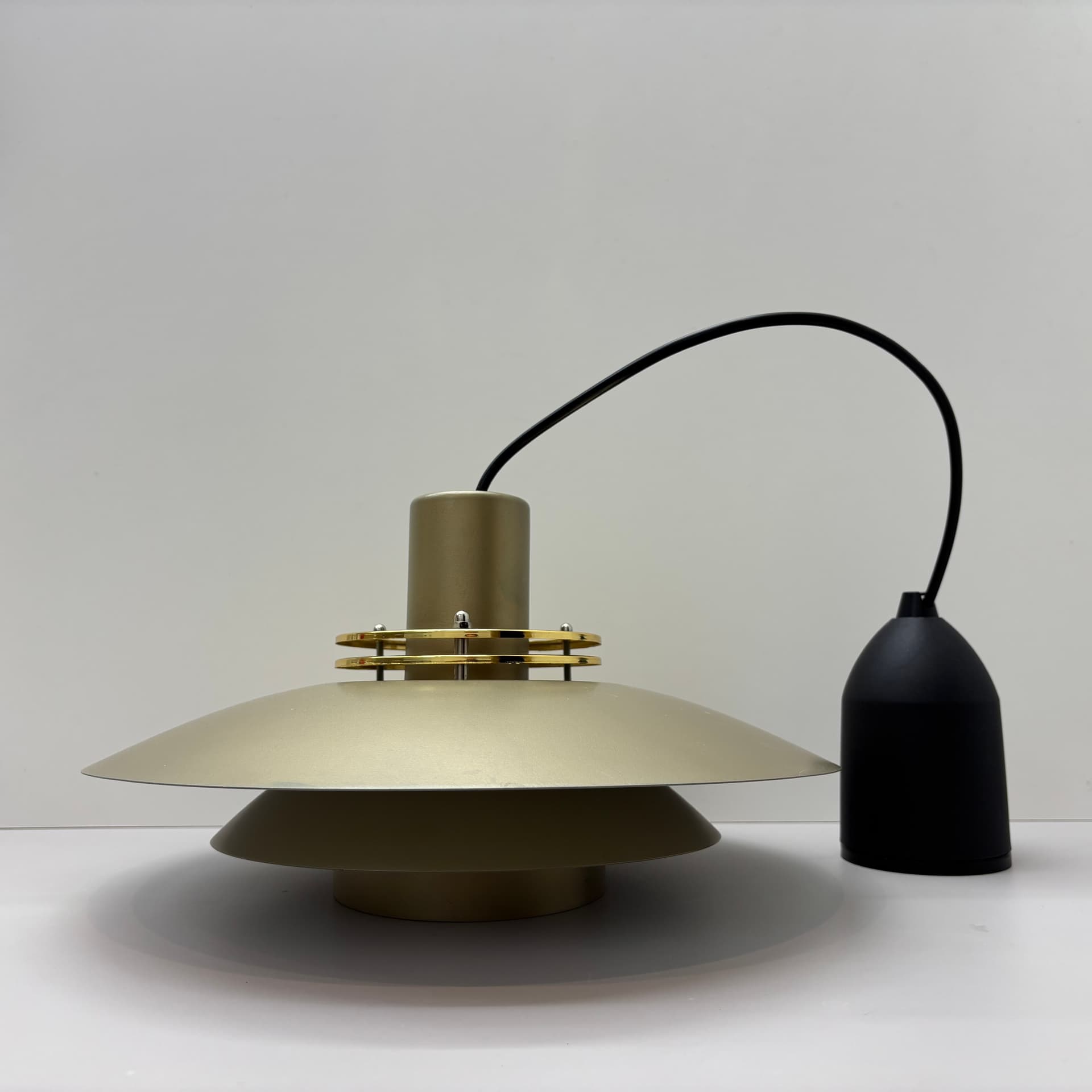 Pendant lamp Leto Pendel, gold steel, Denmark, 1980s. - 288274