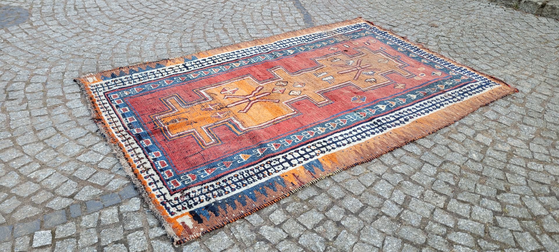 Dywan Kaszkaj, 130x198 cm, multikolor, wełna, bawełna, Iran, początek XX w. - 288284