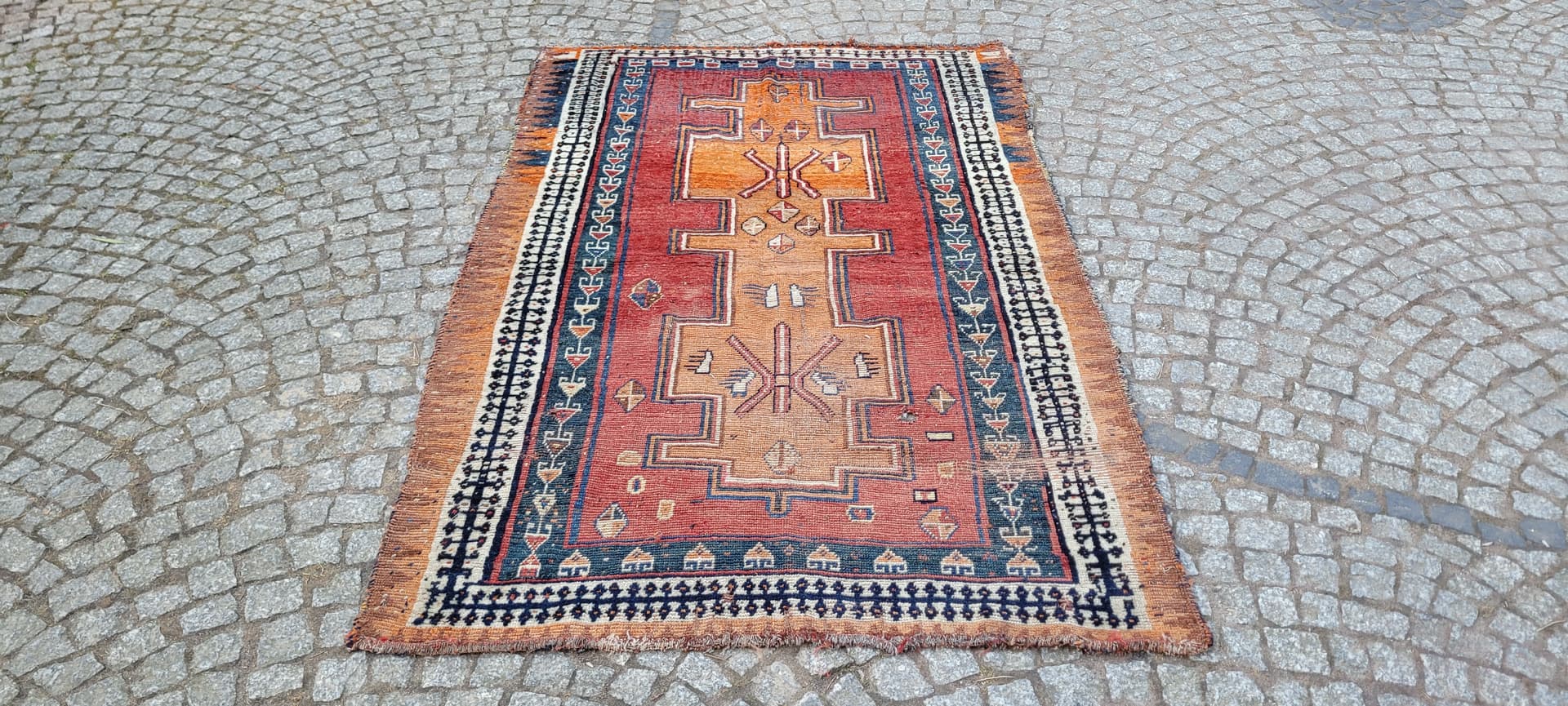 Dywan Kaszkaj, 130x198 cm, multikolor, wełna, bawełna, Iran, początek XX w. - 288294