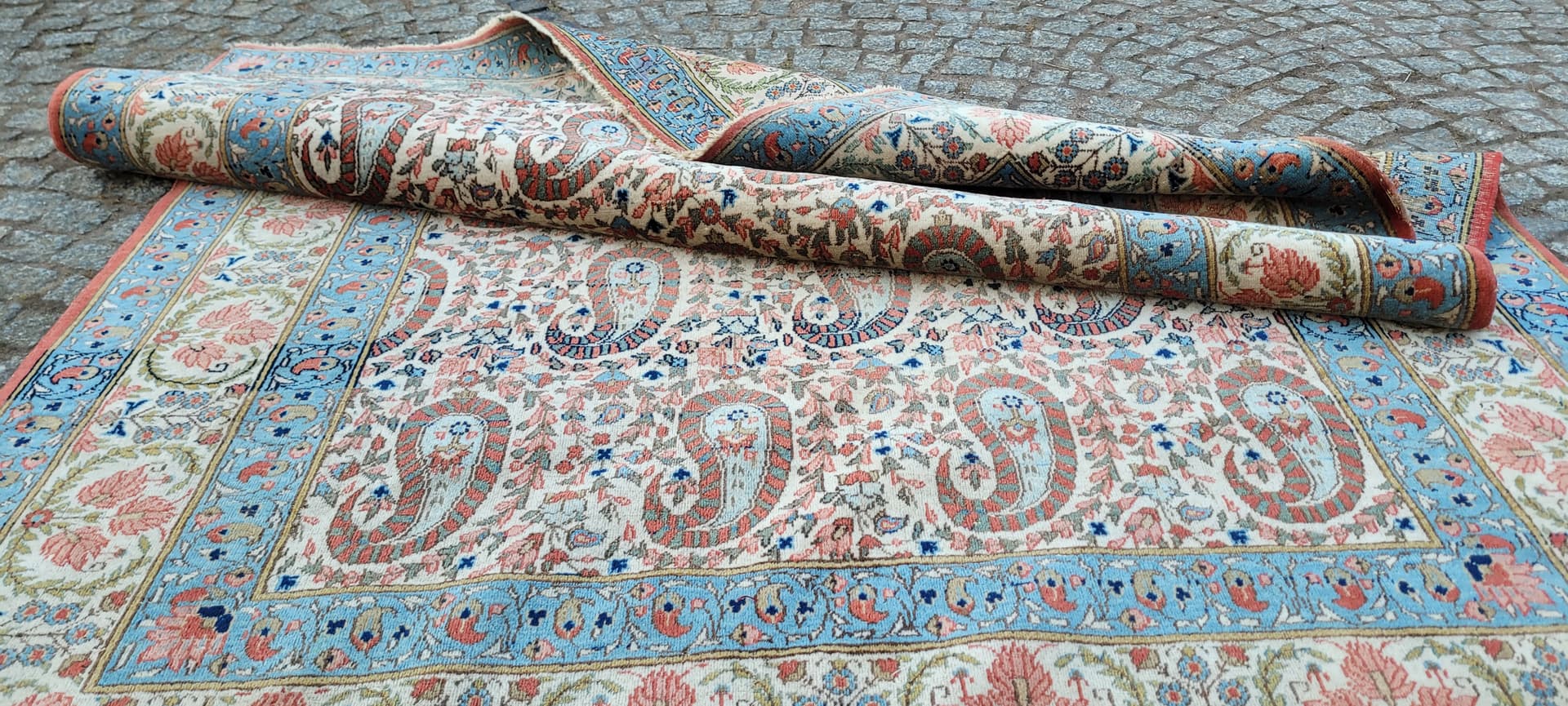 Dywan Ghom 214x162 cm, beżowy, wełna, Iran, początek XX w. - 288308