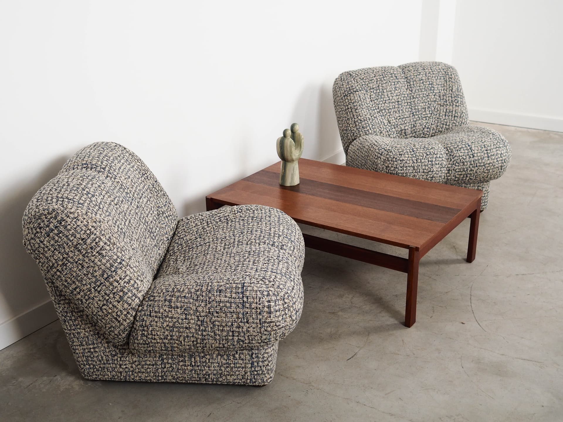 Fotel wypoczynkowy, melanż multikolor, tkanina, Włochy, lata 70. - 288342