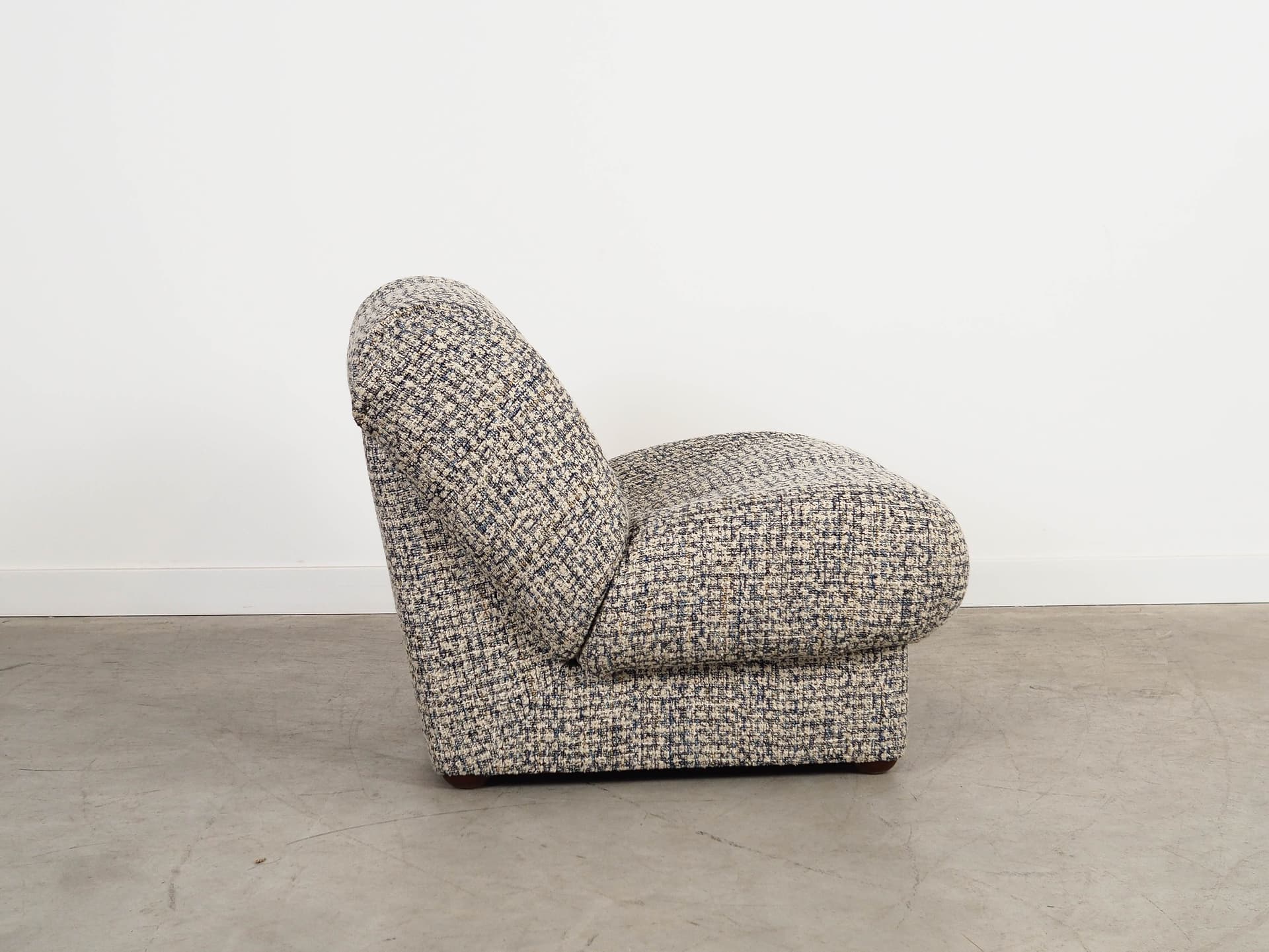 Fotel wypoczynkowy, melanż multikolor, tkanina, Włochy, lata 70. - 288348