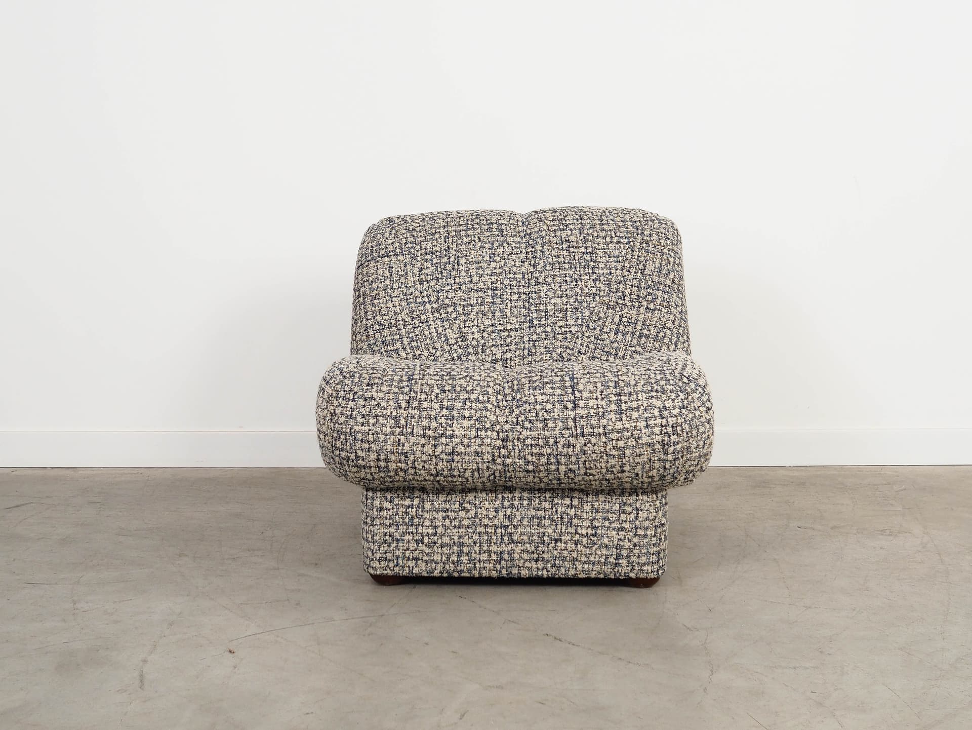 Fotel wypoczynkowy, melanż multikolor, tkanina, Włochy, lata 70. - 288343