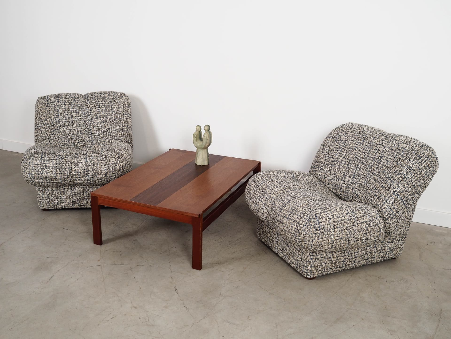 Fotel wypoczynkowy, melanż multikolor, tkanina, Włochy, lata 70. - 288351