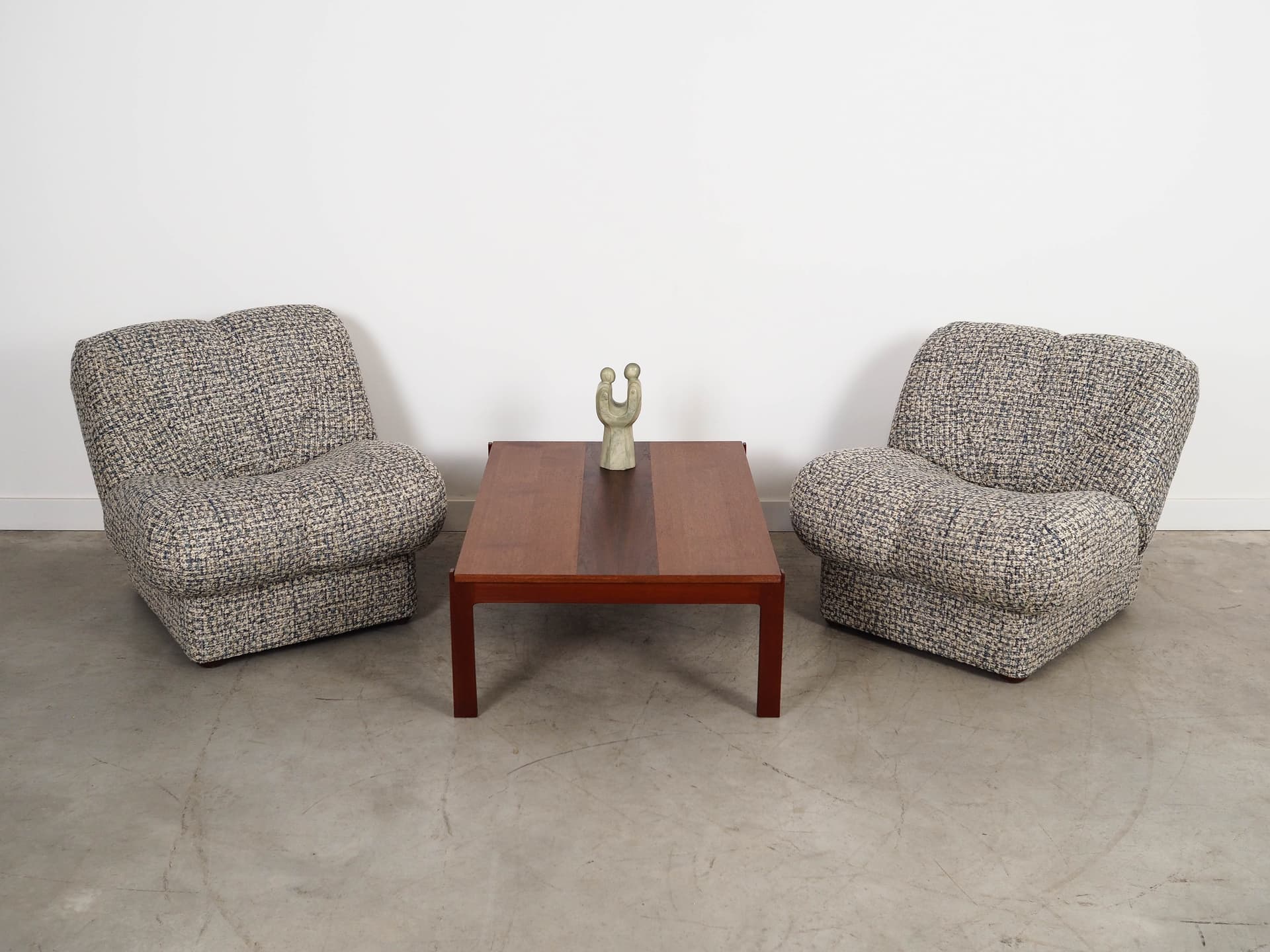 Fotel wypoczynkowy, melanż multikolor, tkanina, Włochy, lata 70. - 288349