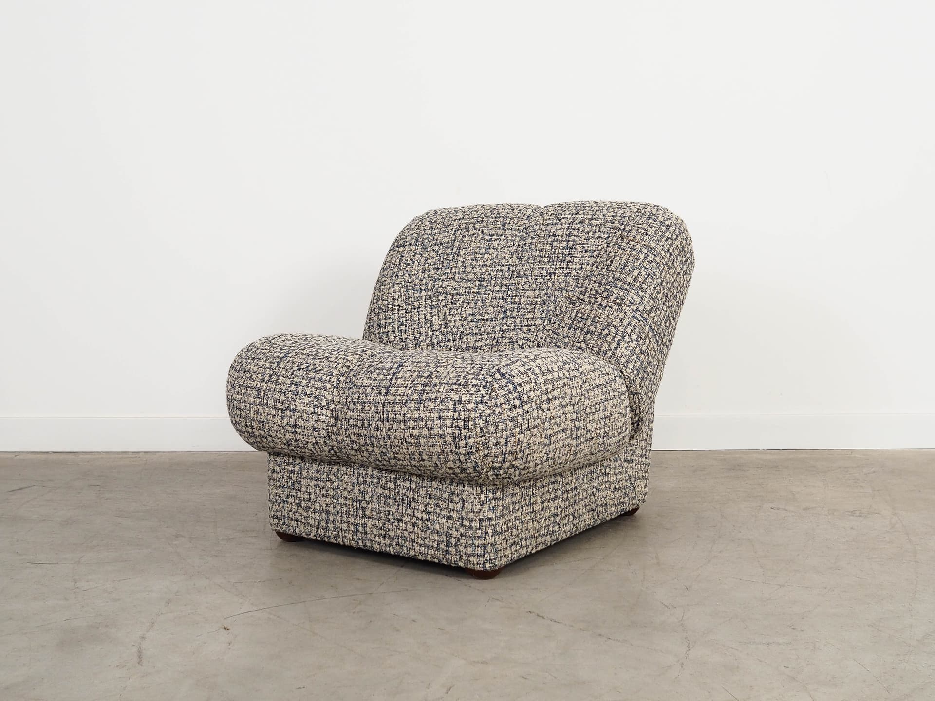 Fotel wypoczynkowy, melanż multikolor, tkanina, Włochy, lata 70. - 288344