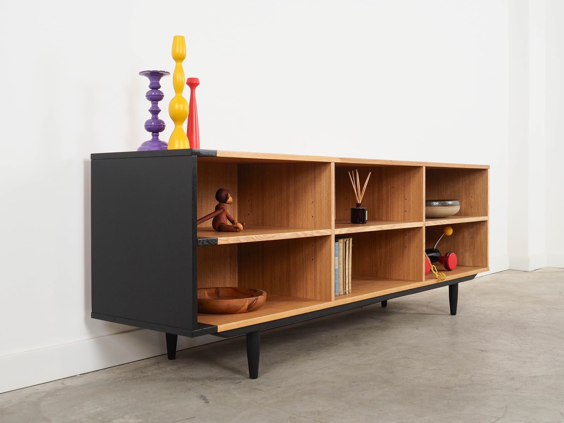 Regał, skandynawski, dąb brązowy, Dania, lata 60. - 288481