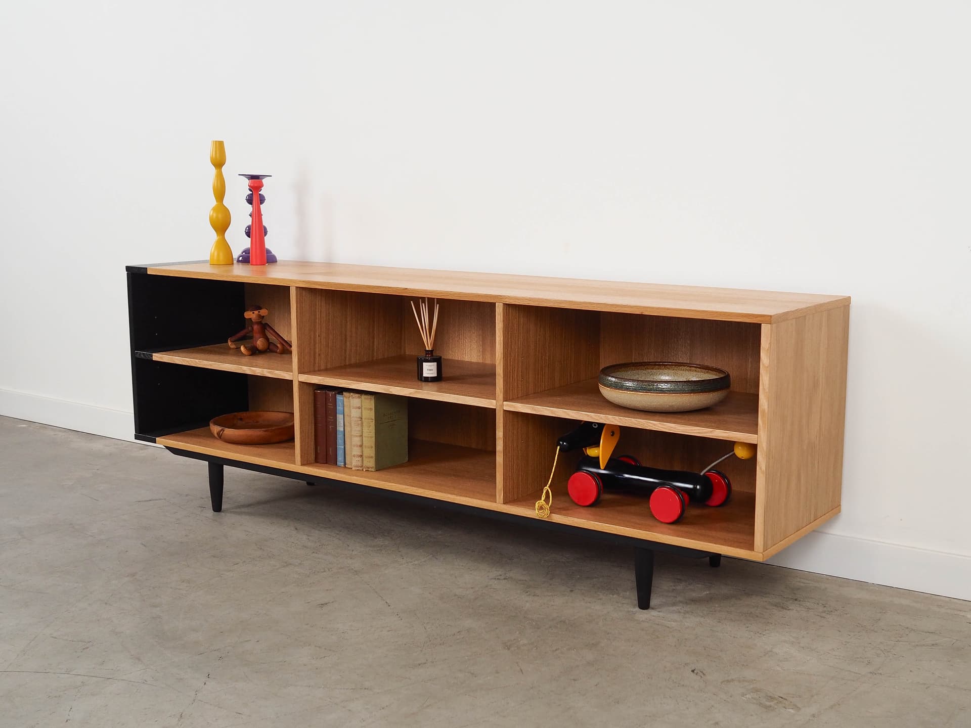 Regał, skandynawski, dąb brązowy, Dania, lata 60. - 288480