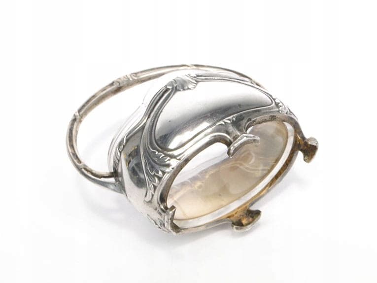 Solniczka koszyczek, srebro, secesja, XIX wiek - 288507