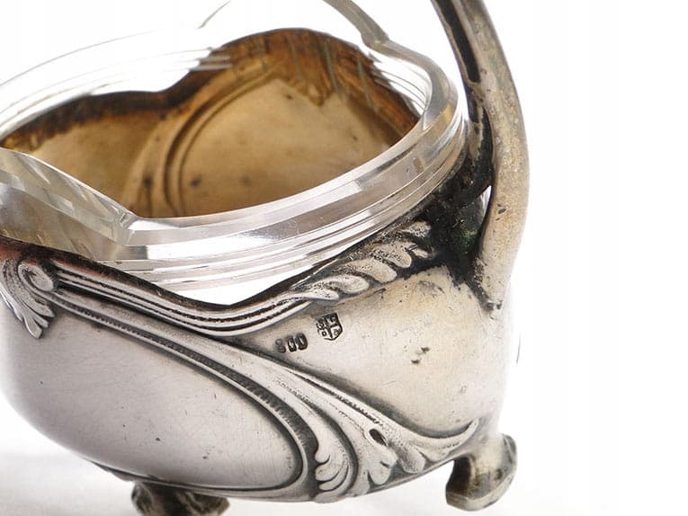 Solniczka koszyczek, srebro, secesja, XIX wiek - 288510