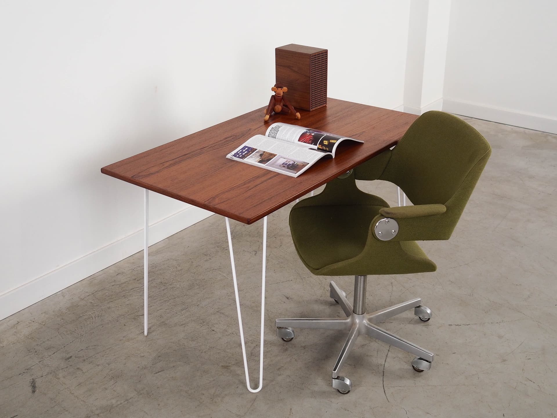 Desk, brown teak, white metal, Denmark, 1970s. - 288558