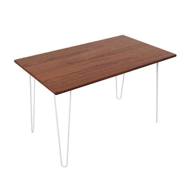 Desk, brown teak, white metal, Denmark, 1970s. - DIMENSION